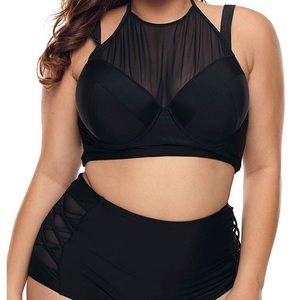 NEW Black Mesh 2pc Swimsuit